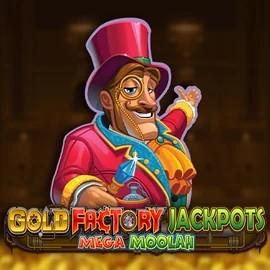 Gold Factory Jackpots Mega Moolah by Aurum Signature Studios, showcased at rabbitreelscasino.se – game logo