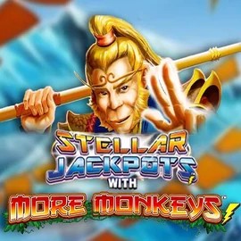 Stellar Jackpots with More Monkeys slot logo by Lightning Box Game at Rabbit Reel Casino